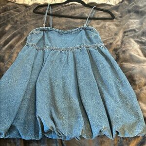 American Eagle Blue Denim Bubble Mini Dress
